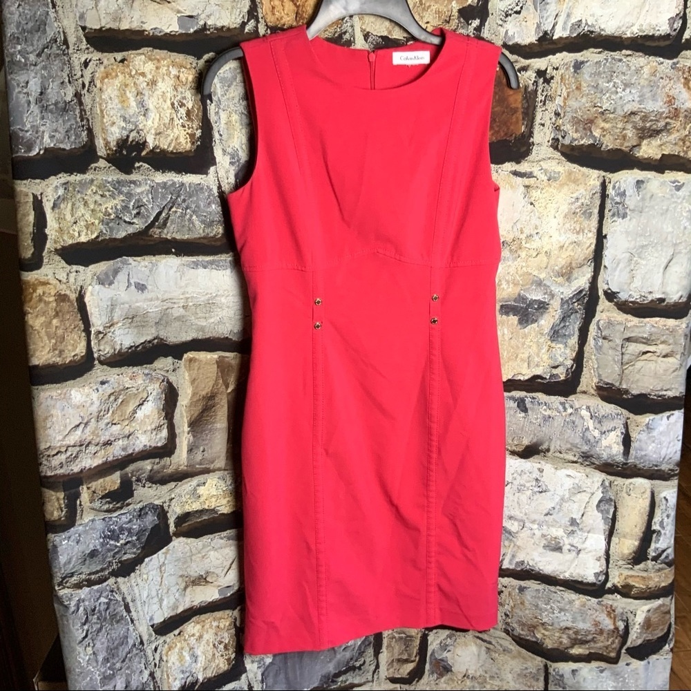 Calvin Klein Coral Sleeveless Lined Dress 10-12